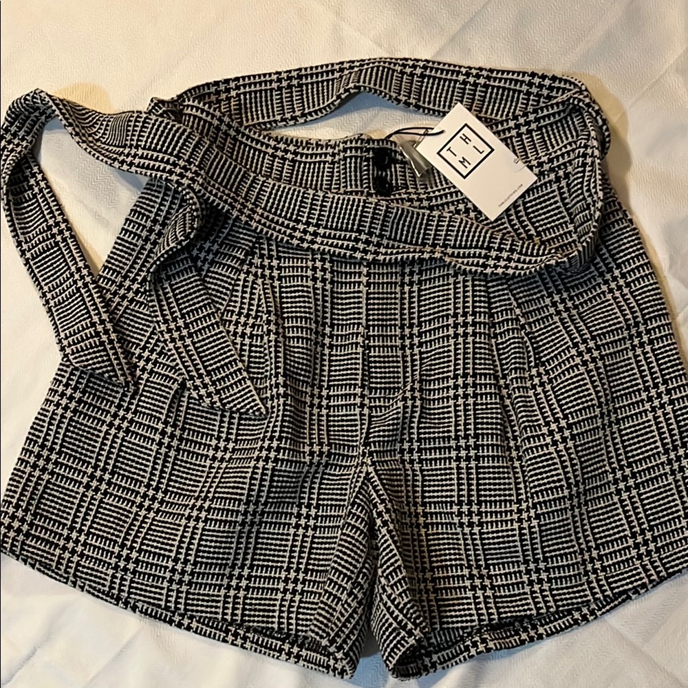 THML Black and White Plaid Women's Shorts
